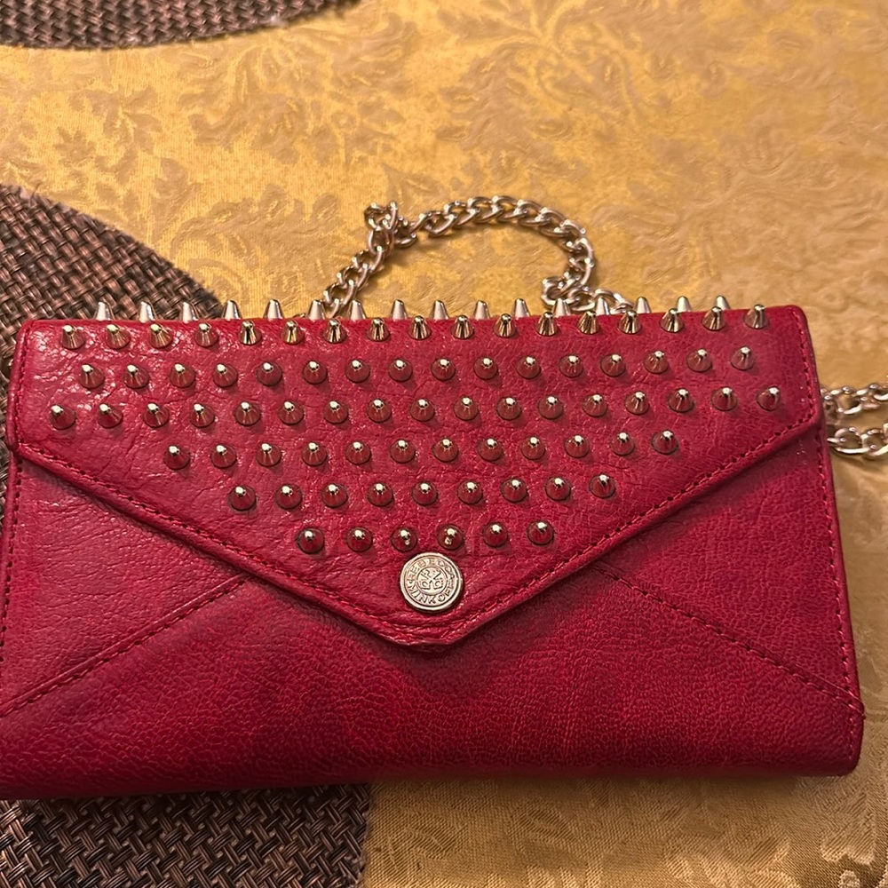 ✨Rebecca Minkoff Wallet on Chain gold hardware Red